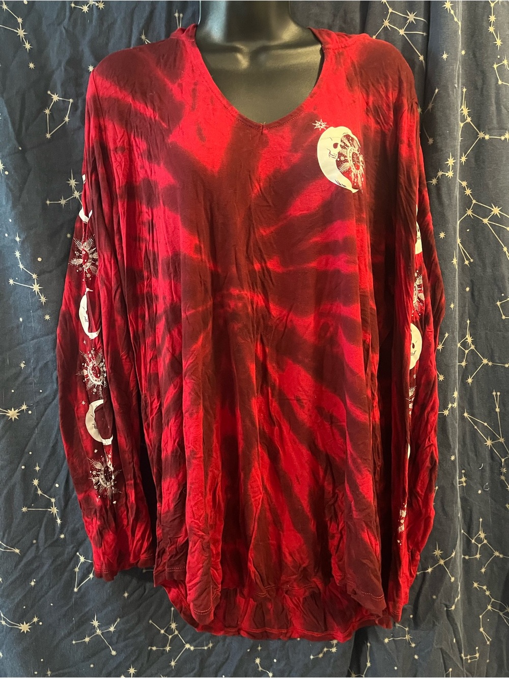torrid Red Tie-Dye Moon & Sun Long Sleeve Tee